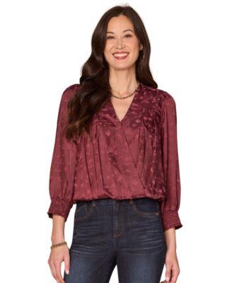 democracy womens v neck long sleeve top