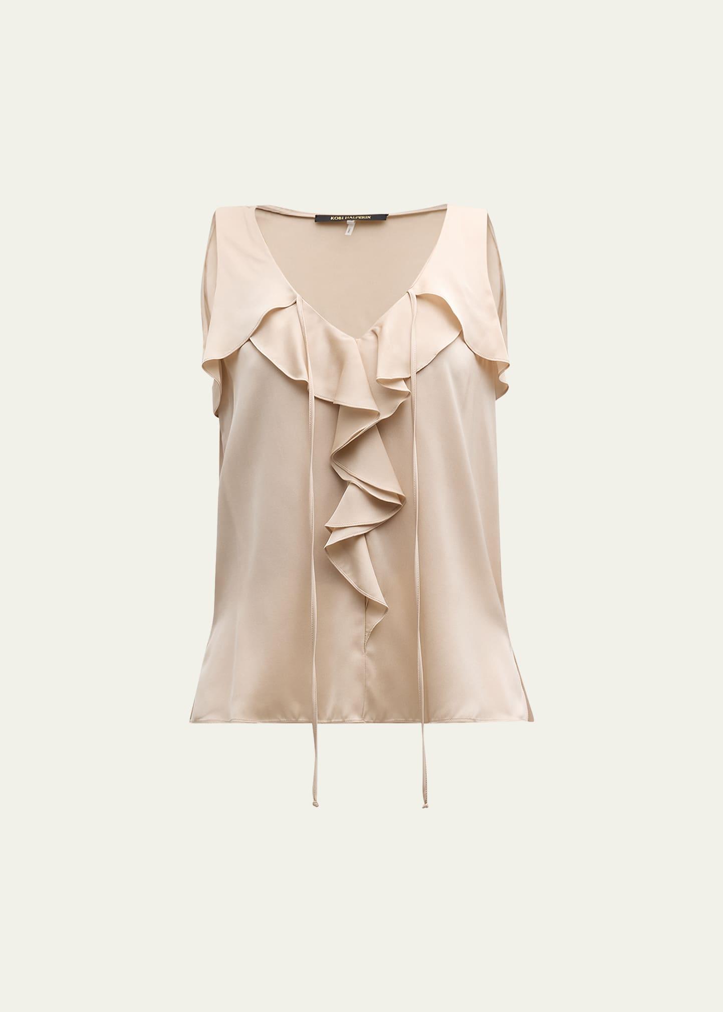 demy sleeveless ruffle blouse