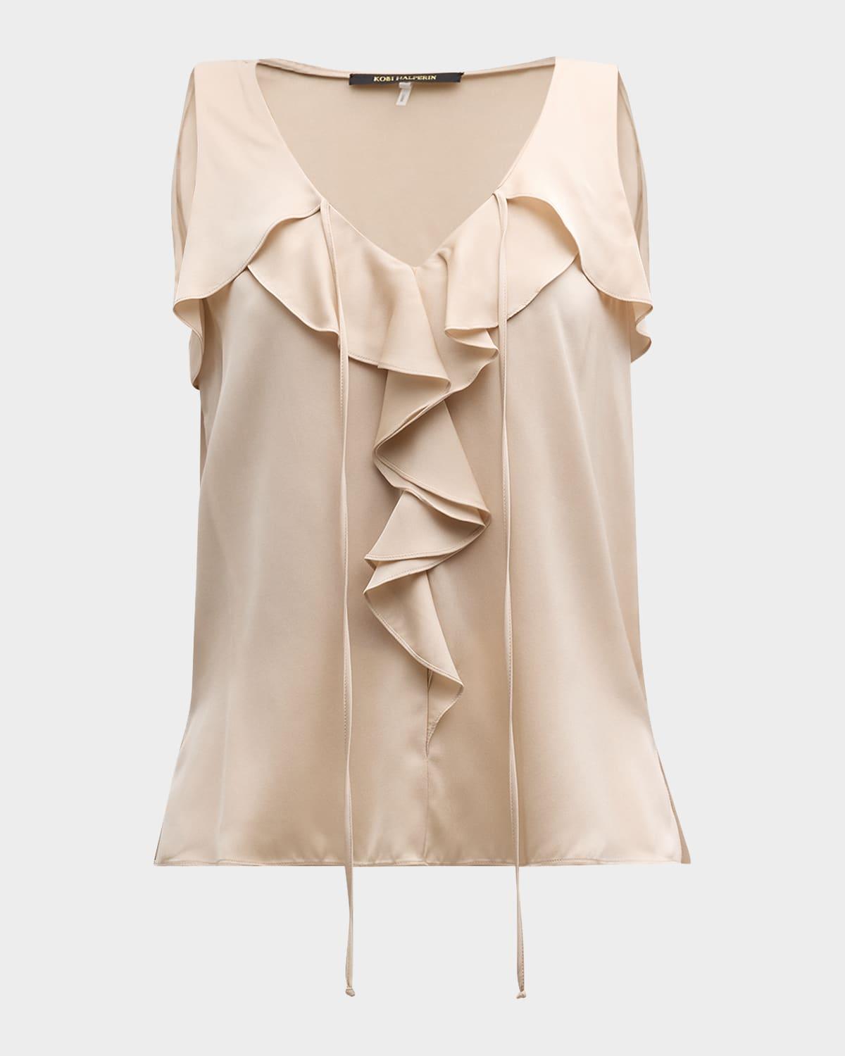 demy sleeveless ruffle blouse