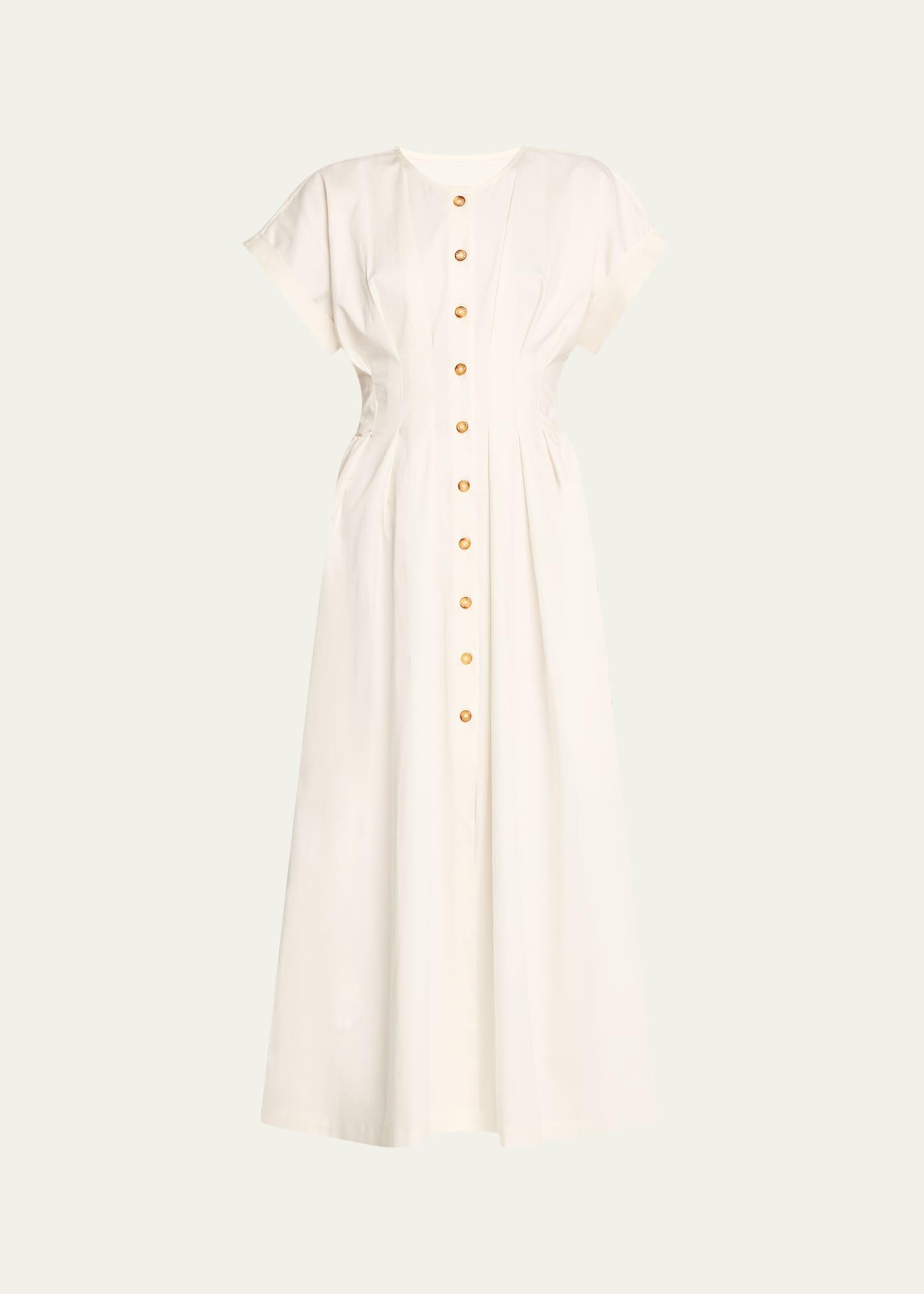dena pleated midi shirtdress