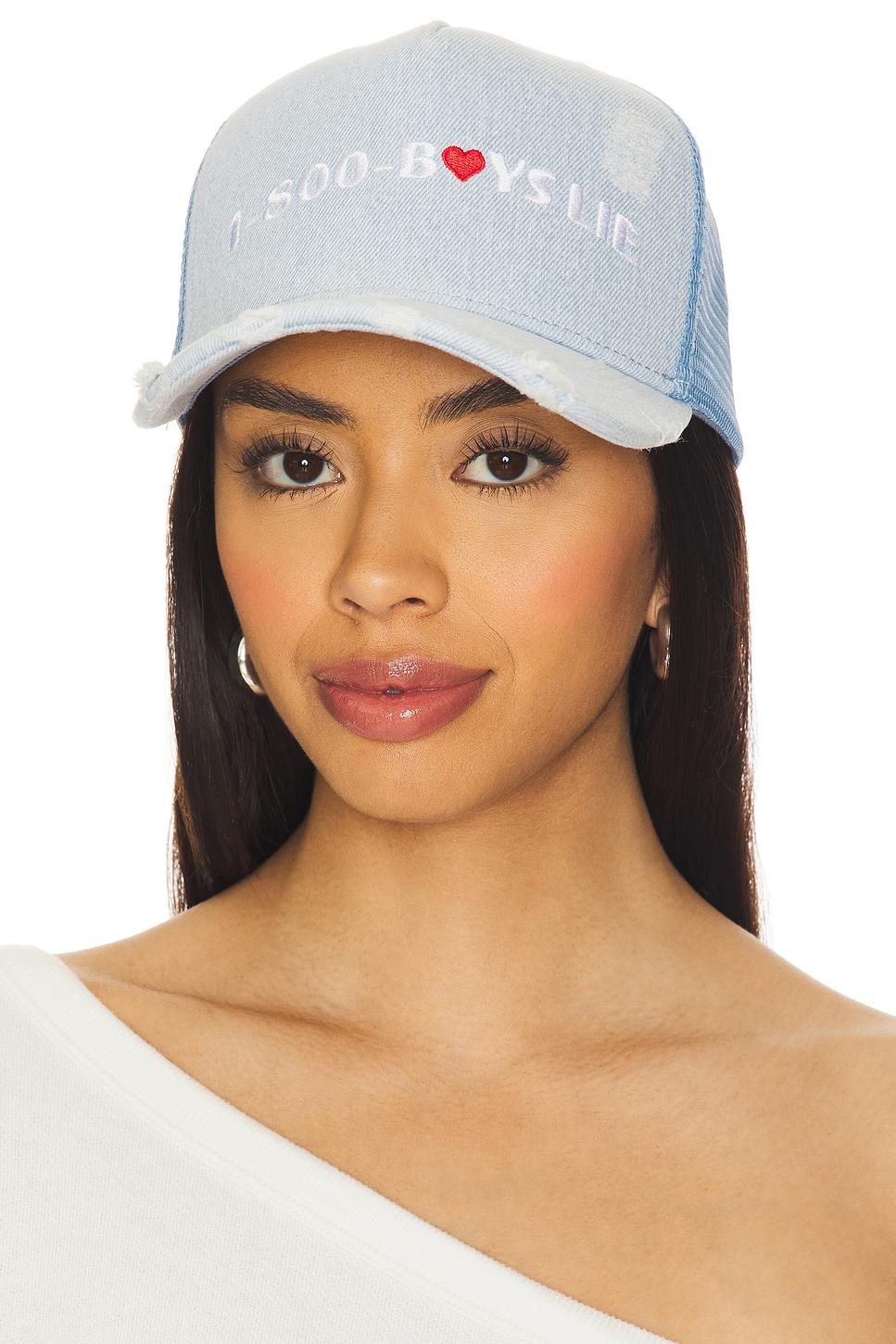denim 1-800 heart trucker hat