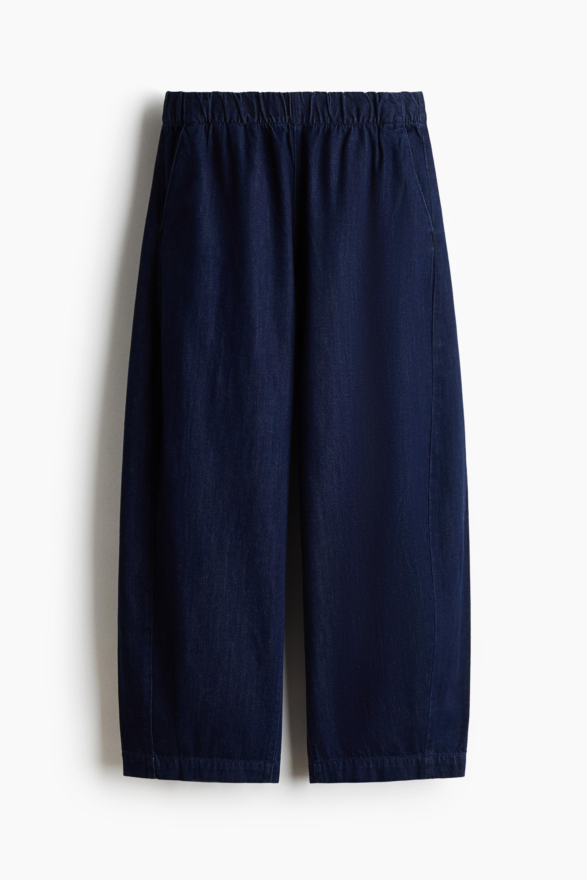 denim barrel-leg pants