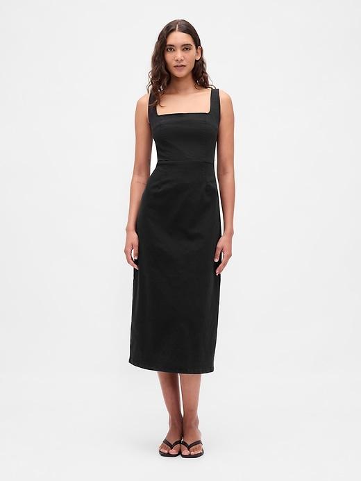 denim bodycon midi dress