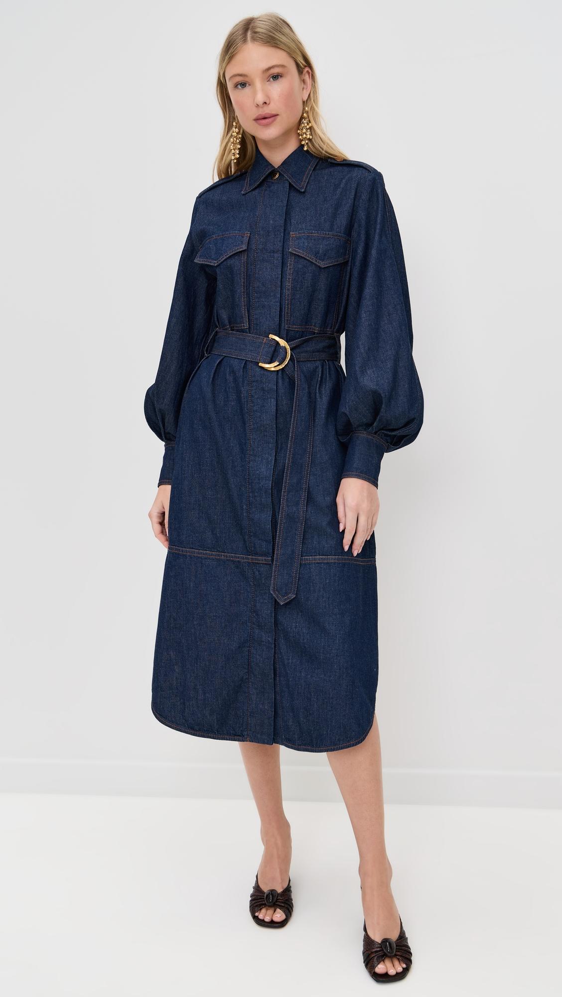 denim cargo midi dress