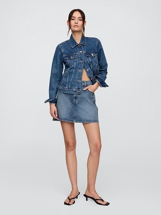 denim cargo mini skirt