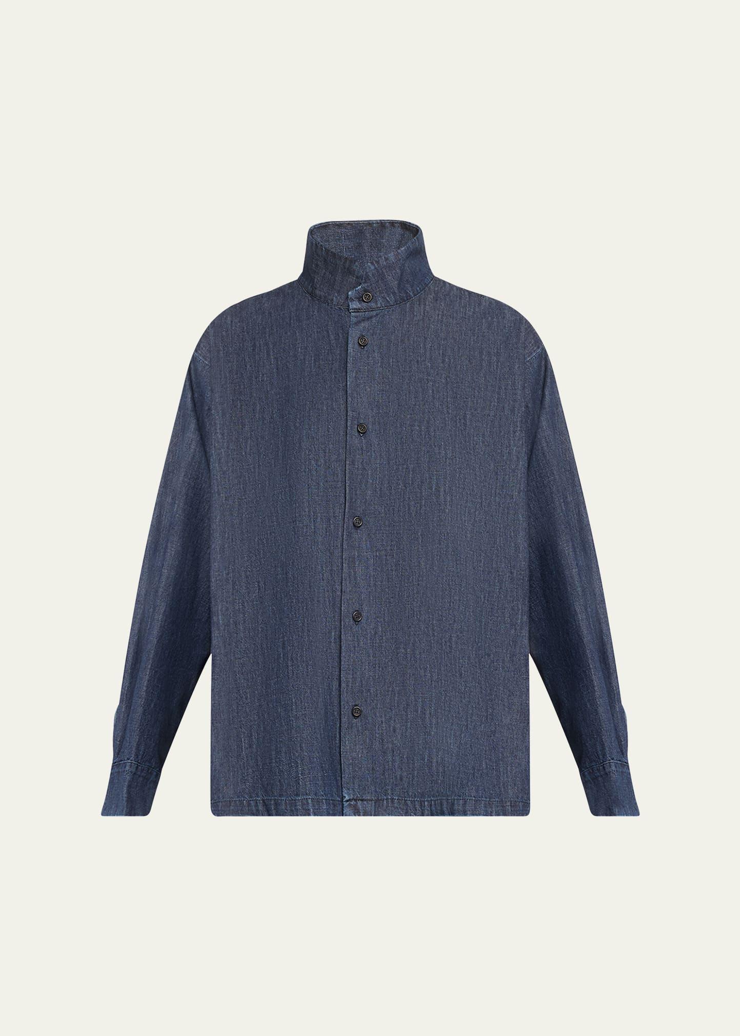 denim caucasus notch collar jacket (mid plus length)