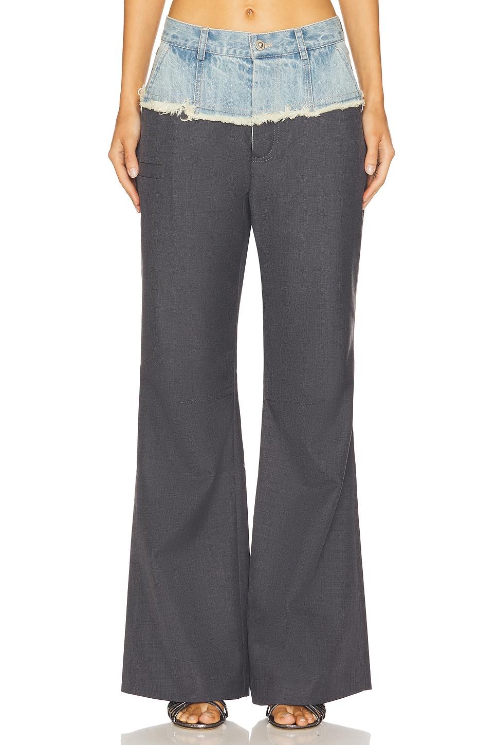 denim combo suit pants