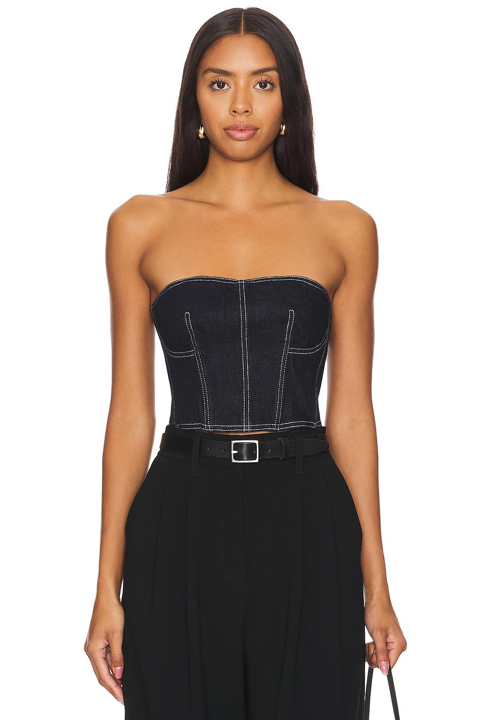denim cropped bustier