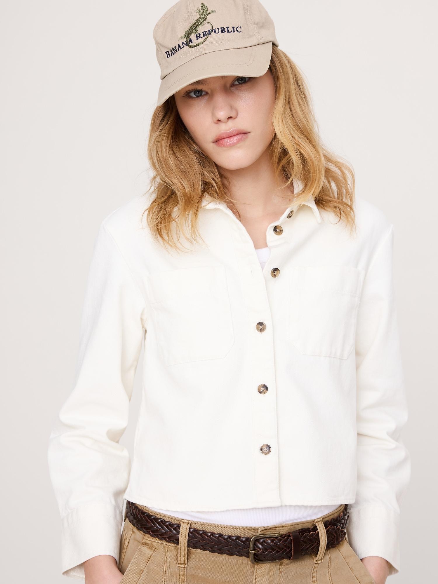 denim cropped utility shirt