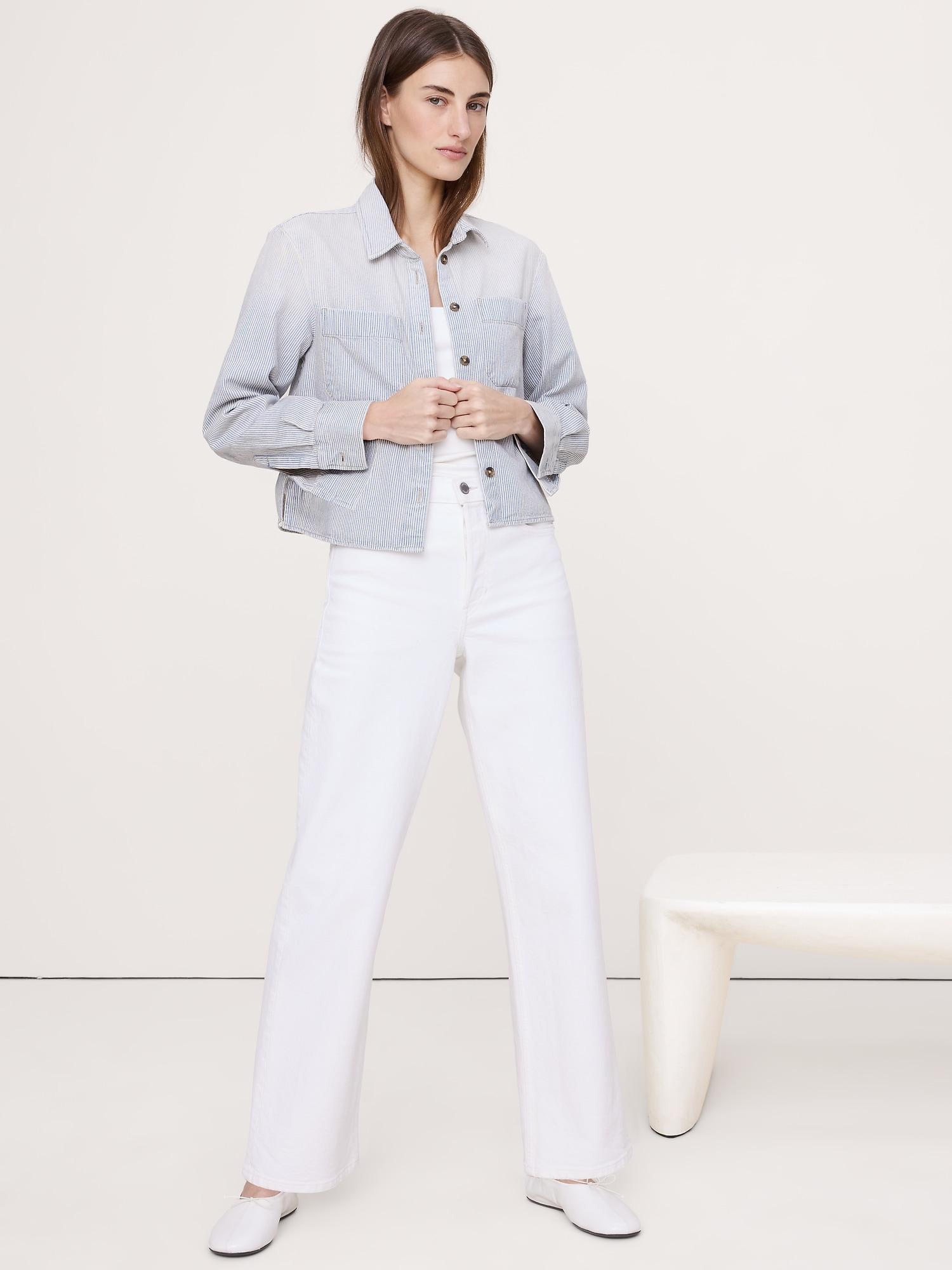 denim cropped utility shirt