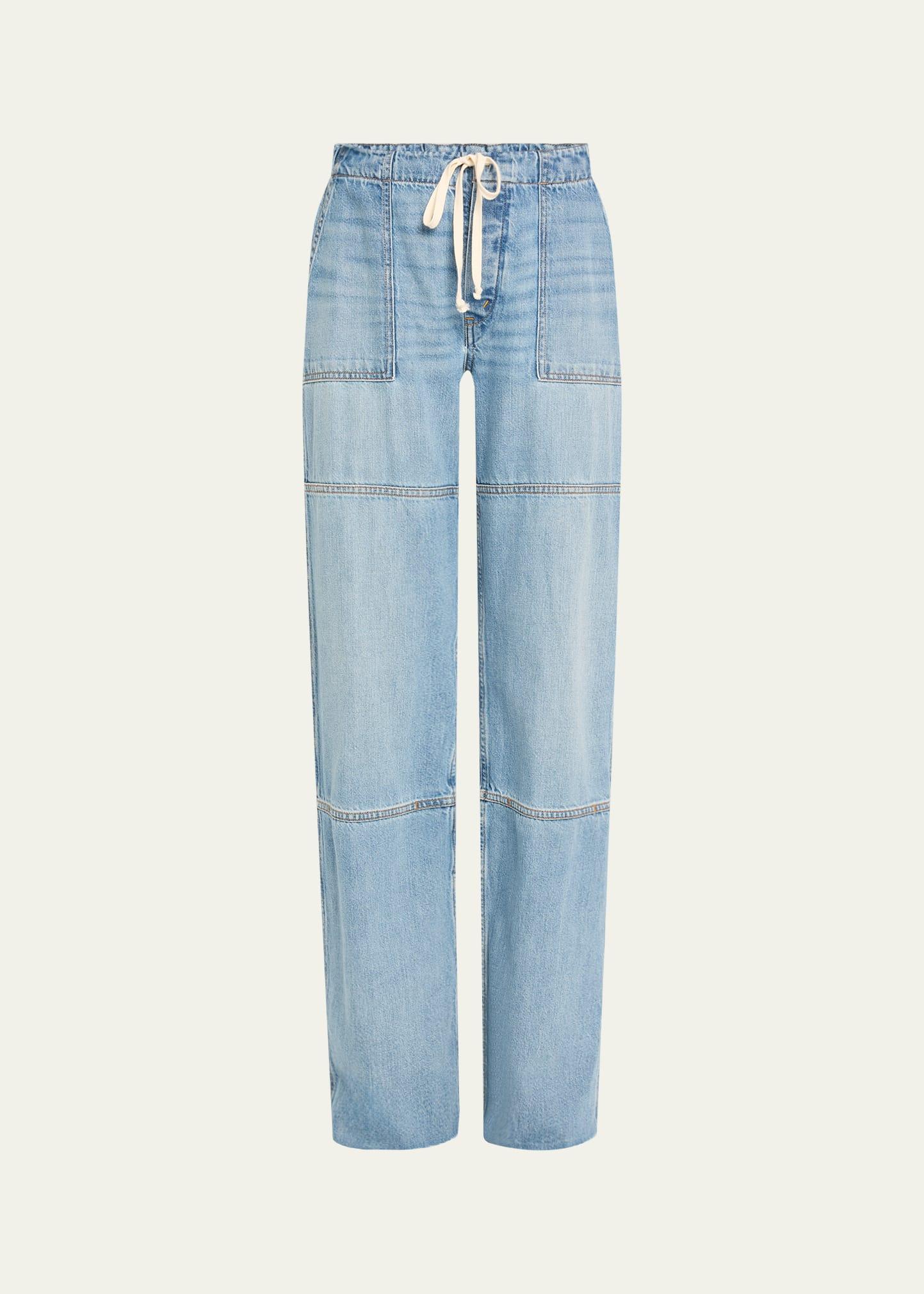denim drawstring beach pants