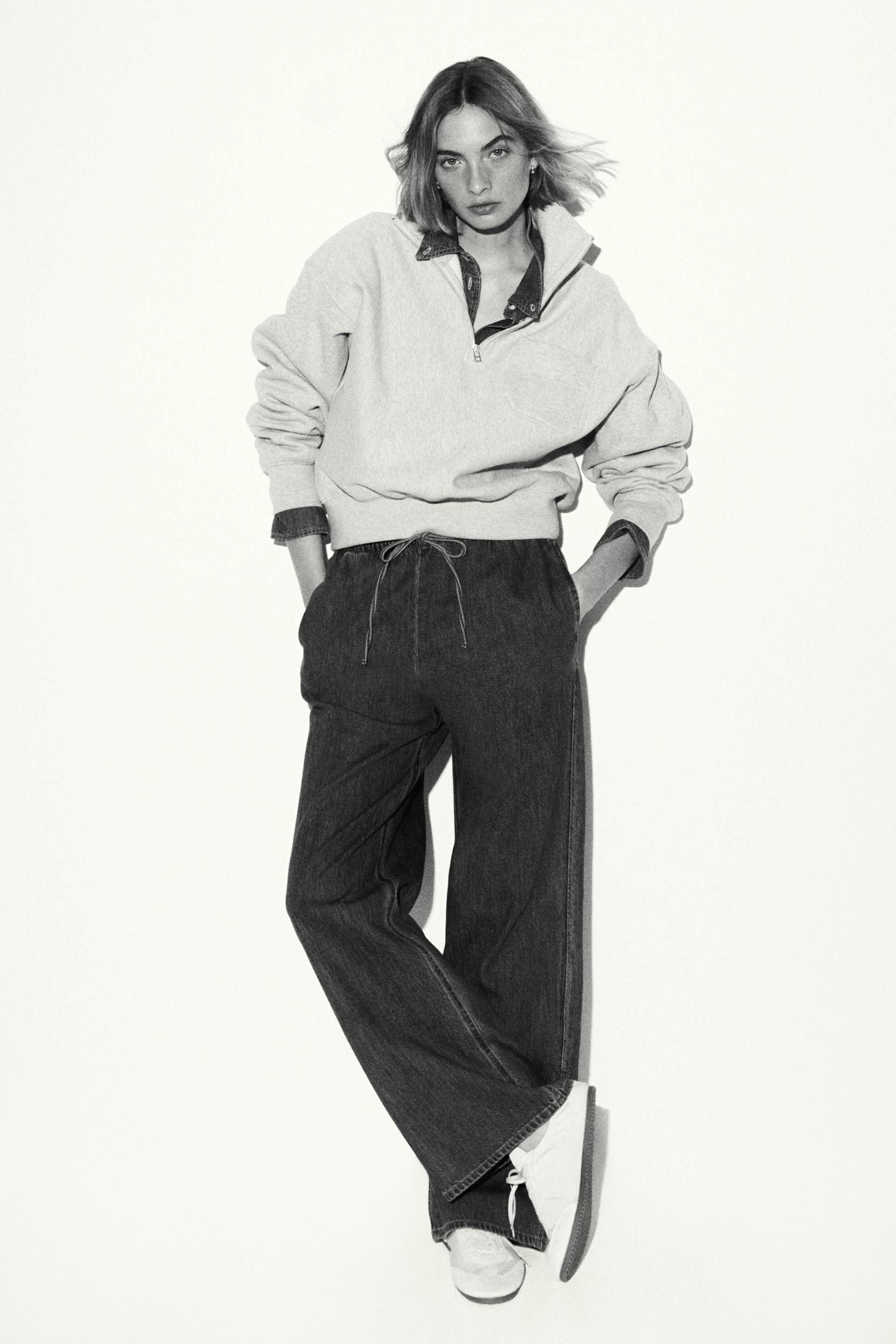 denim drawstring pants