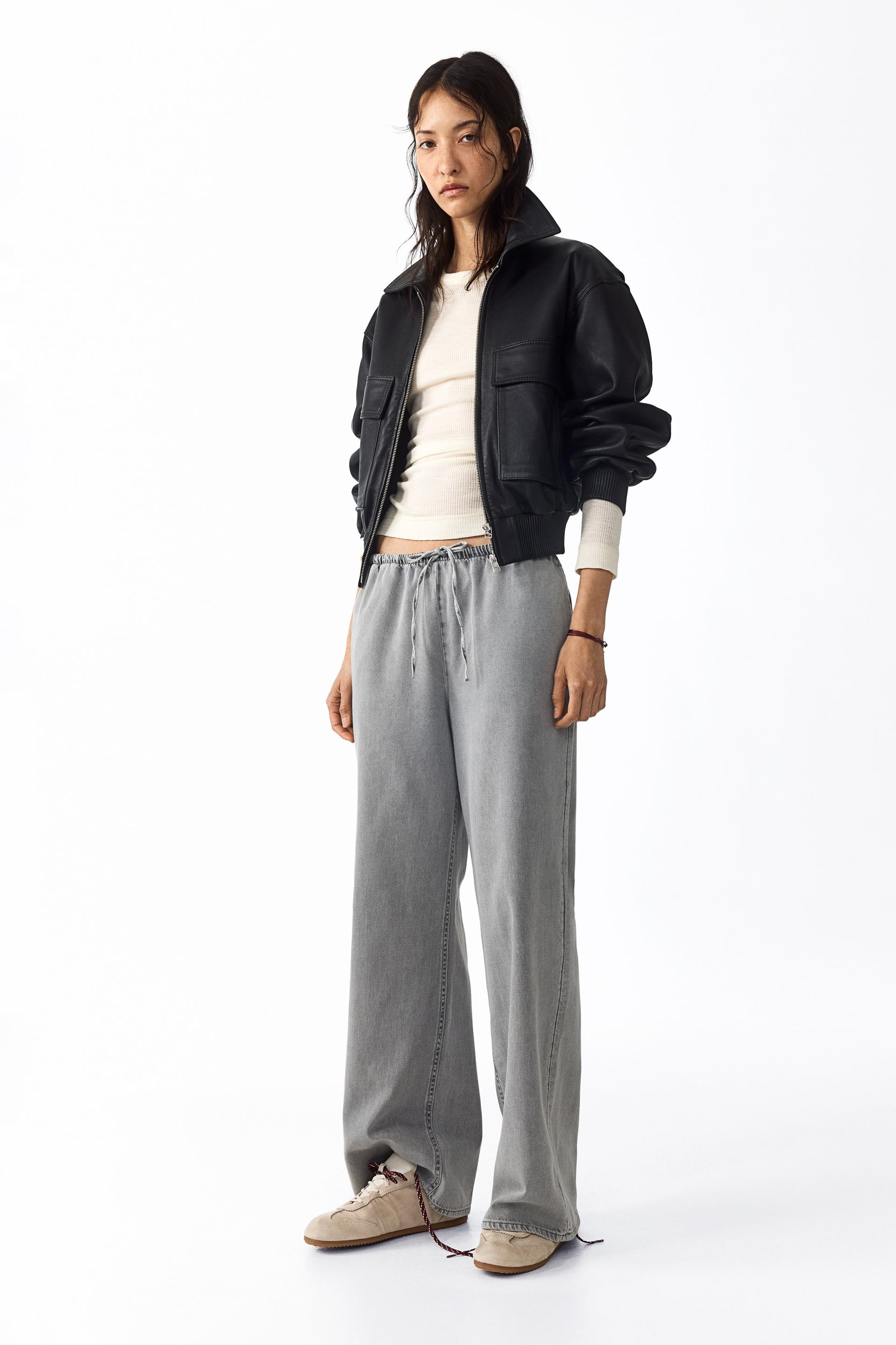 denim drawstring pants