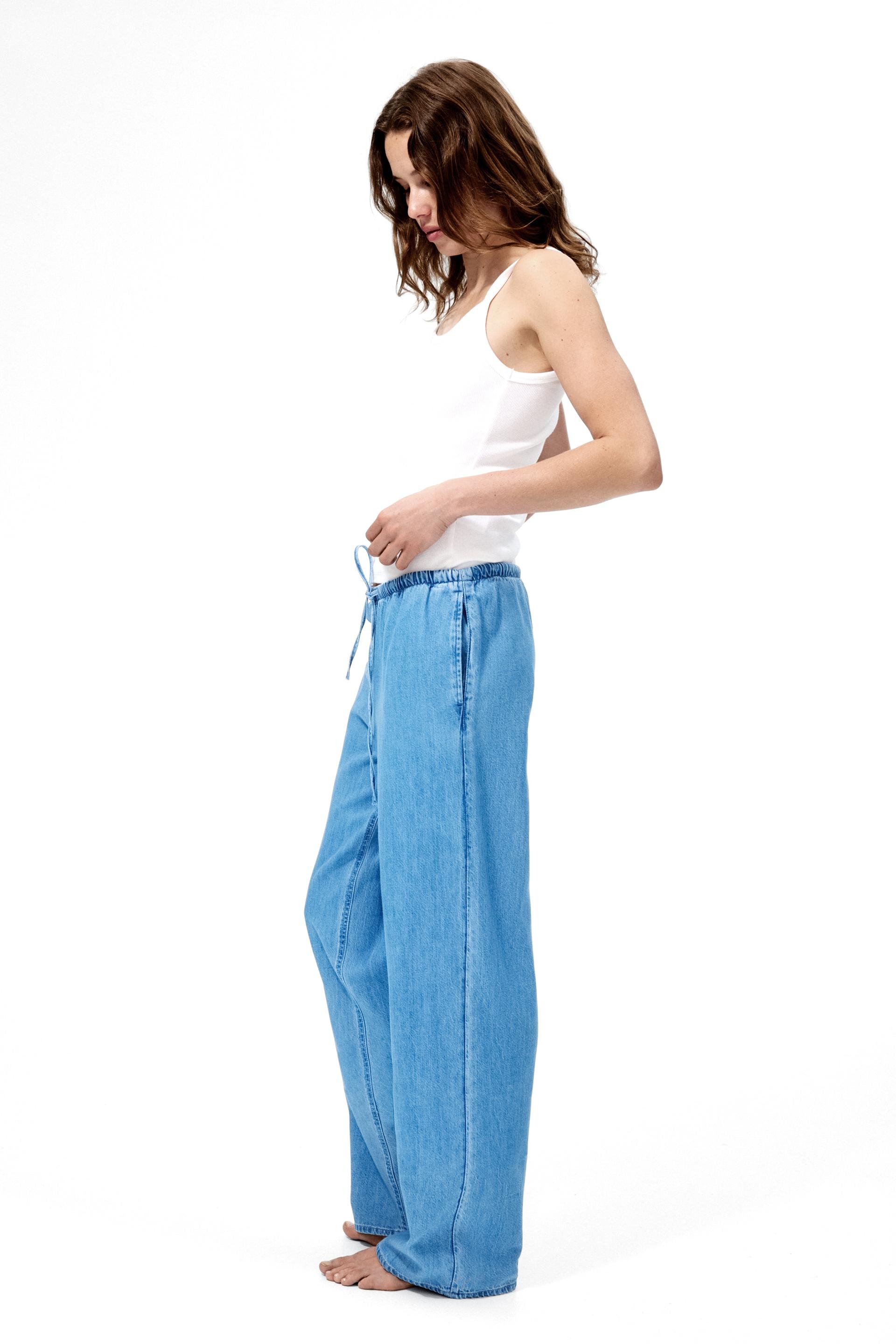 denim drawstring pants