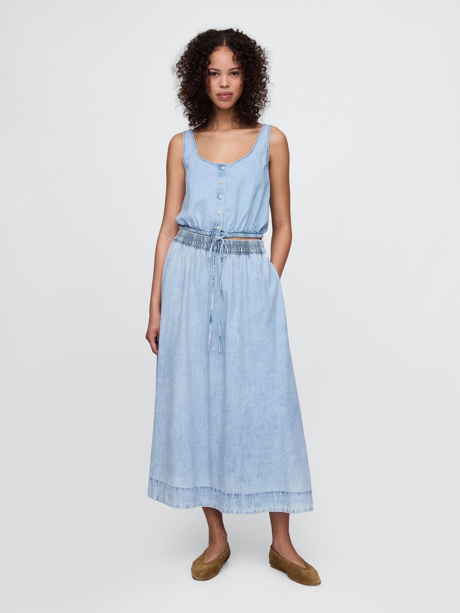 denim easy maxi skirt