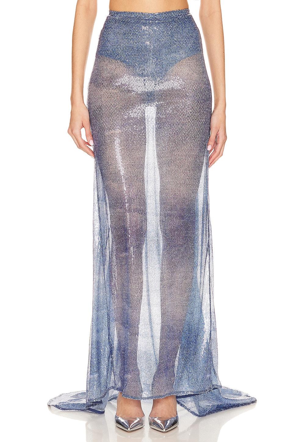 denim effect sequin skirt