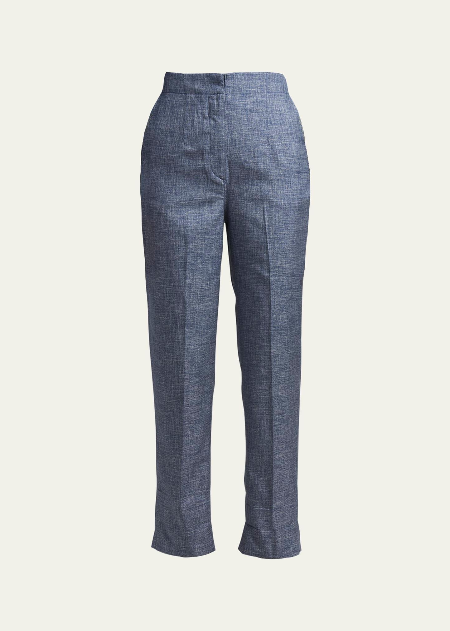 denim-effect silk pants