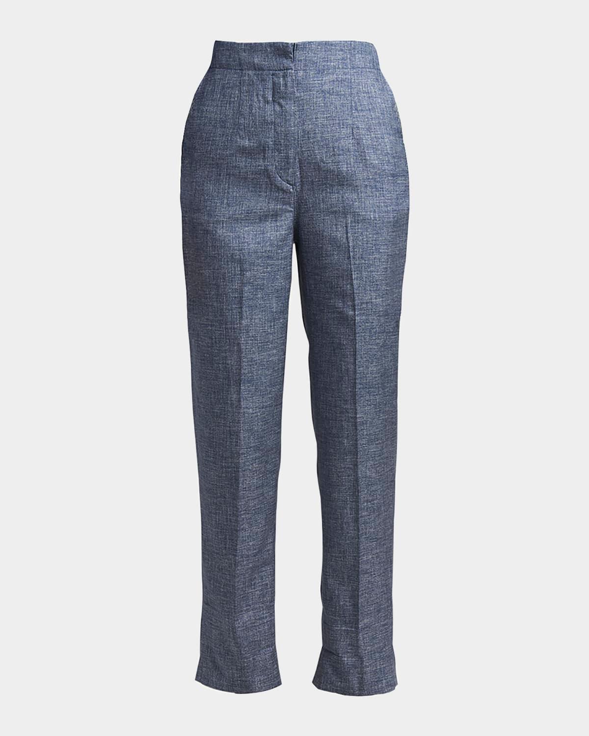 denim-effect silk pants