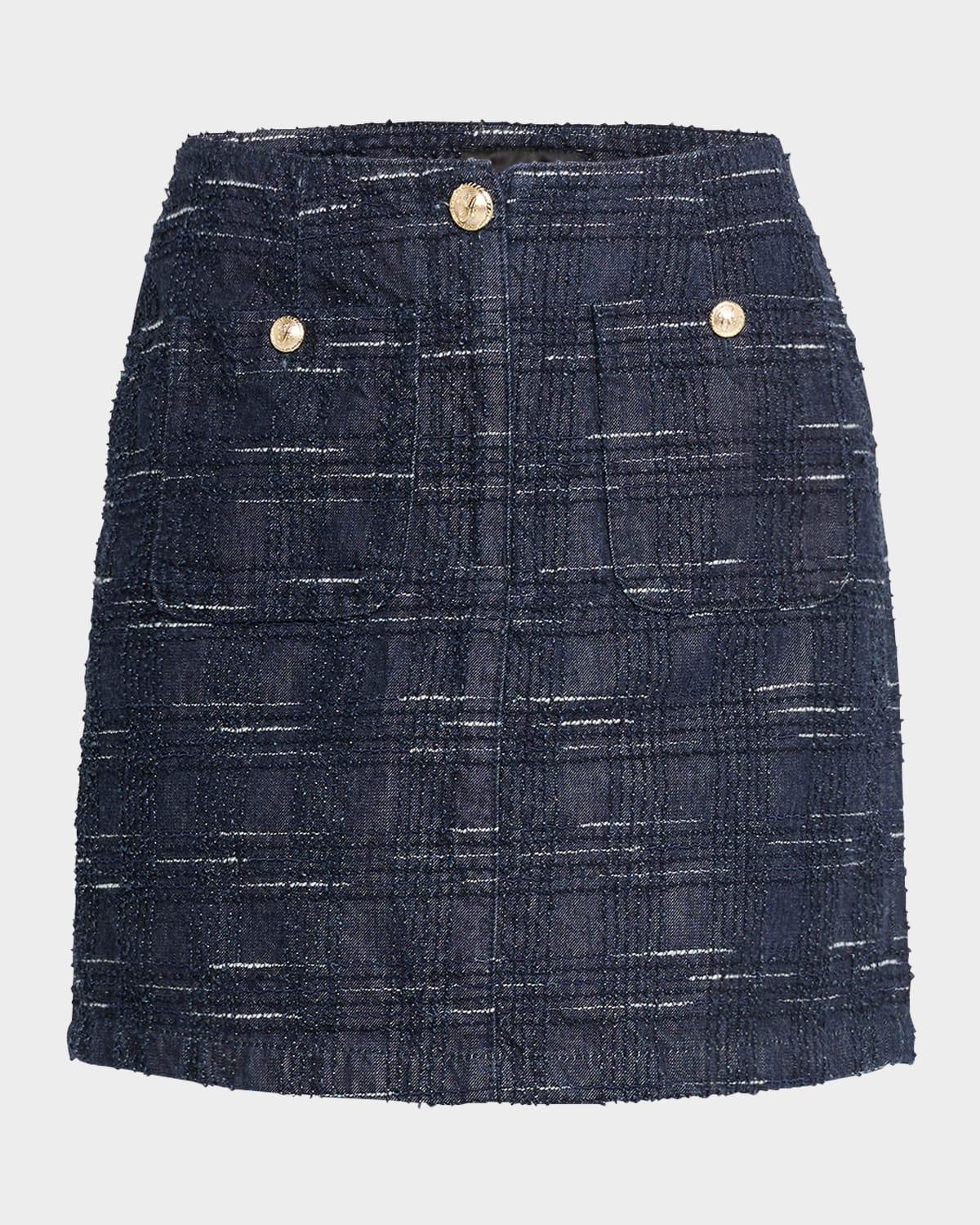 denim jacquard mini skirt