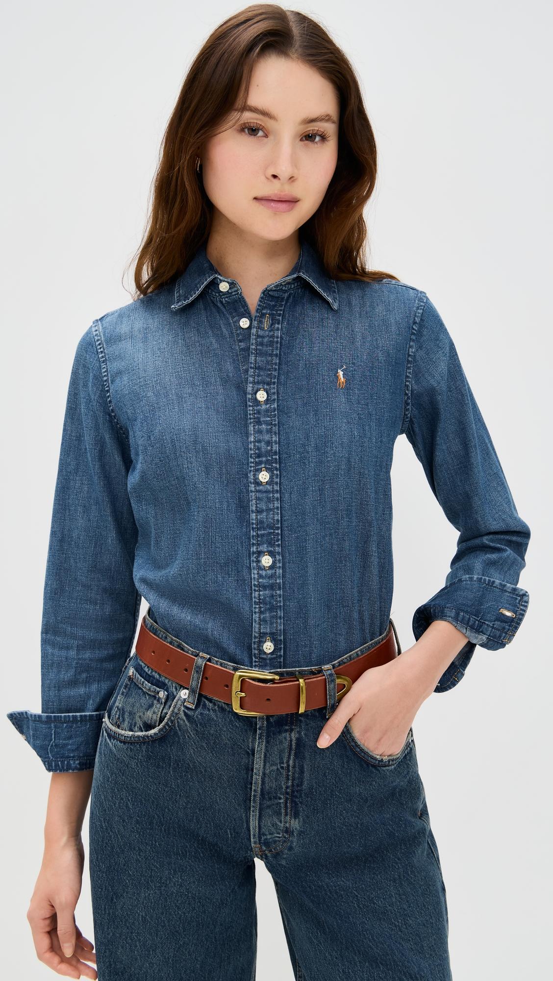 denim long sleeve button down
