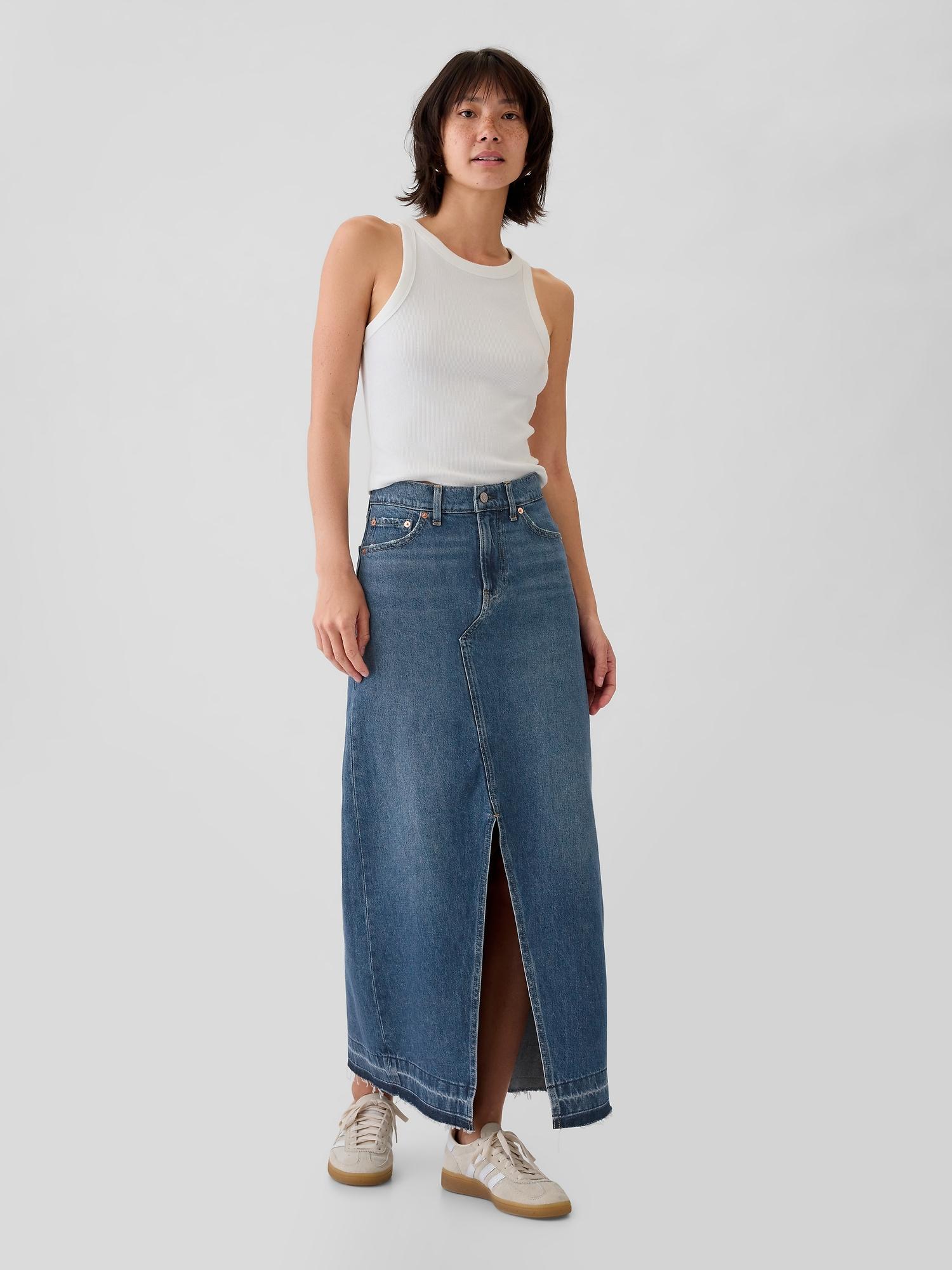 denim maxi skirt