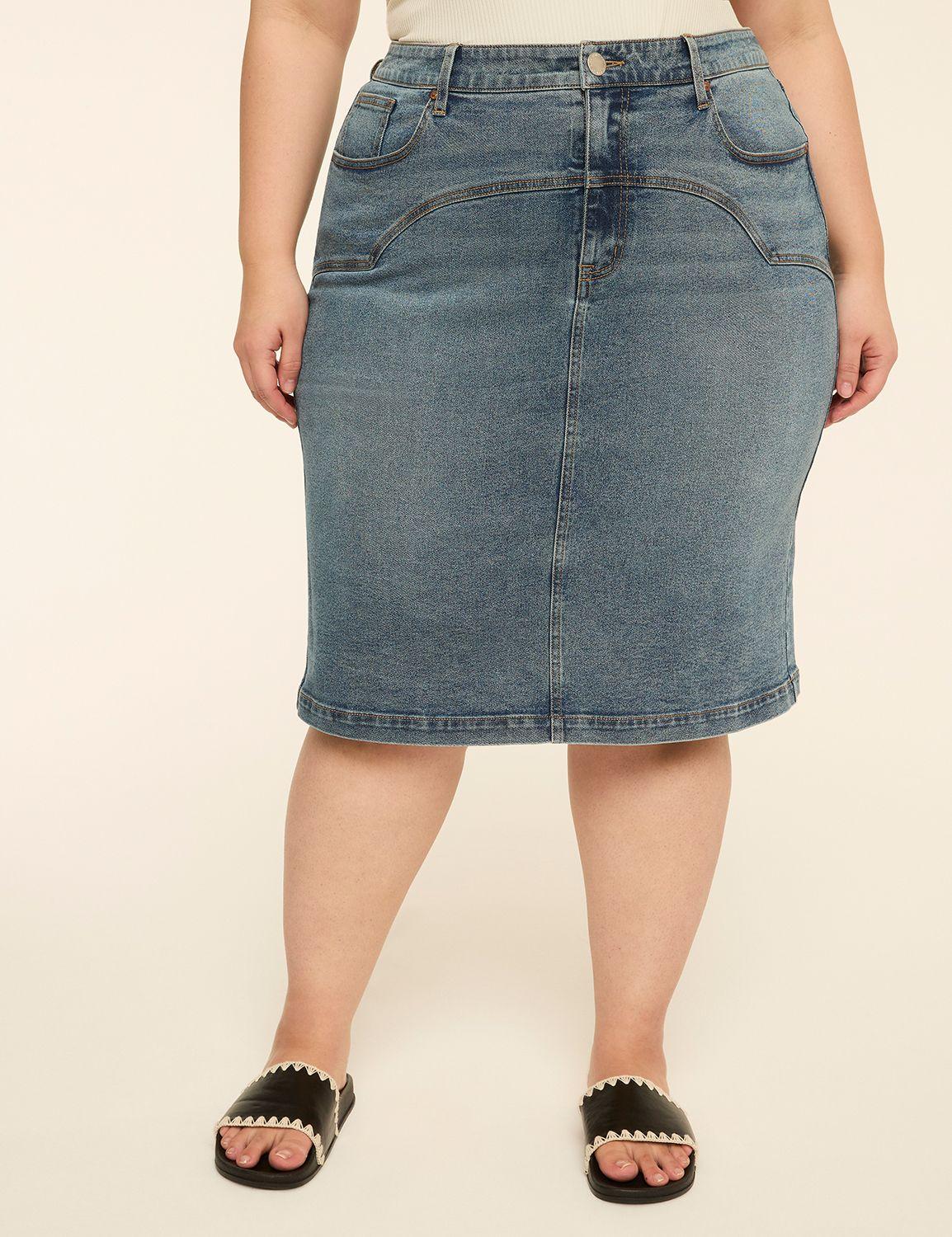 denim midi skirt