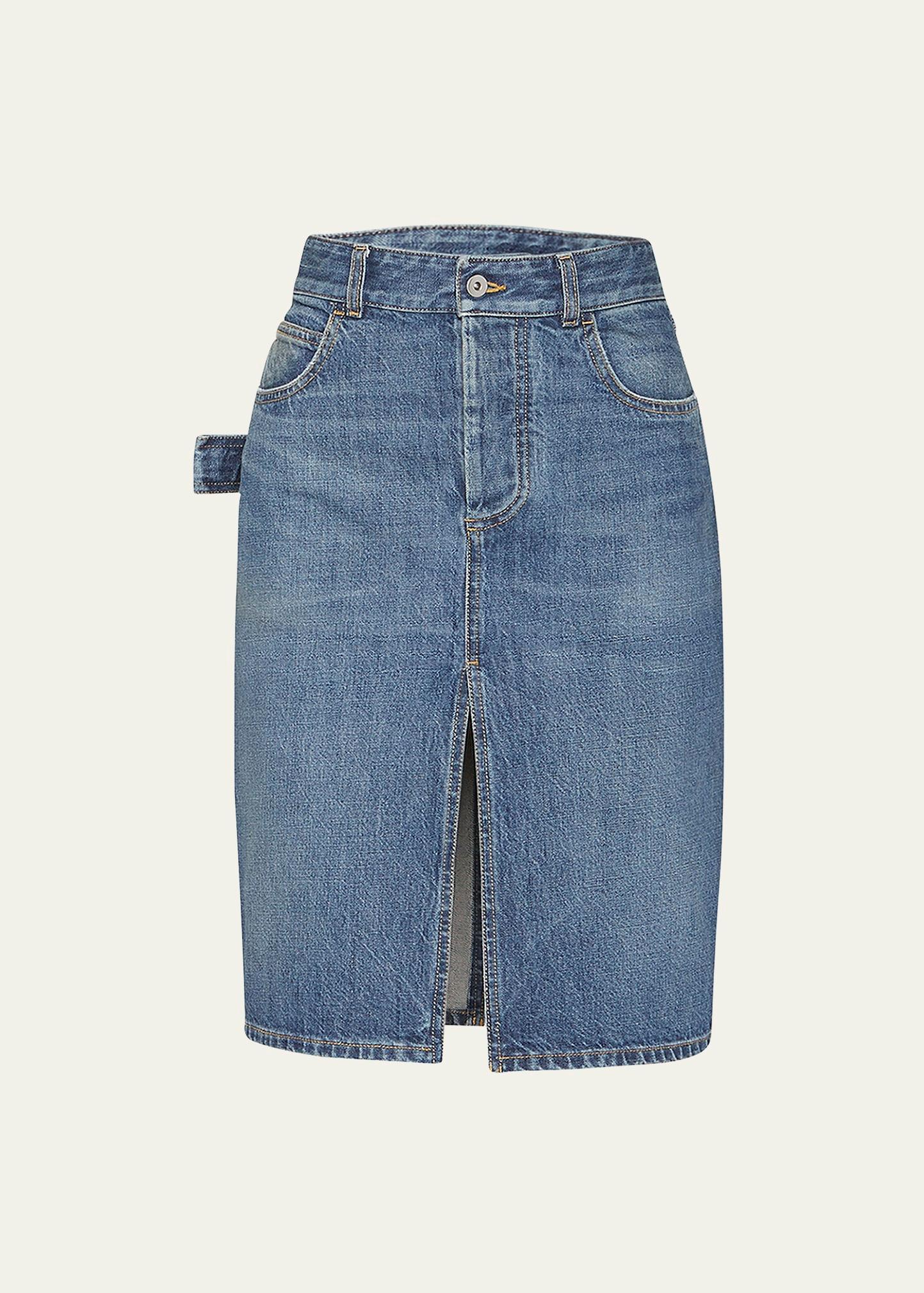 denim midi skirt