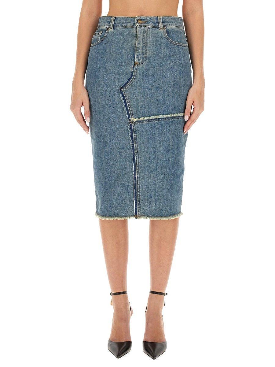 denim midi skirt