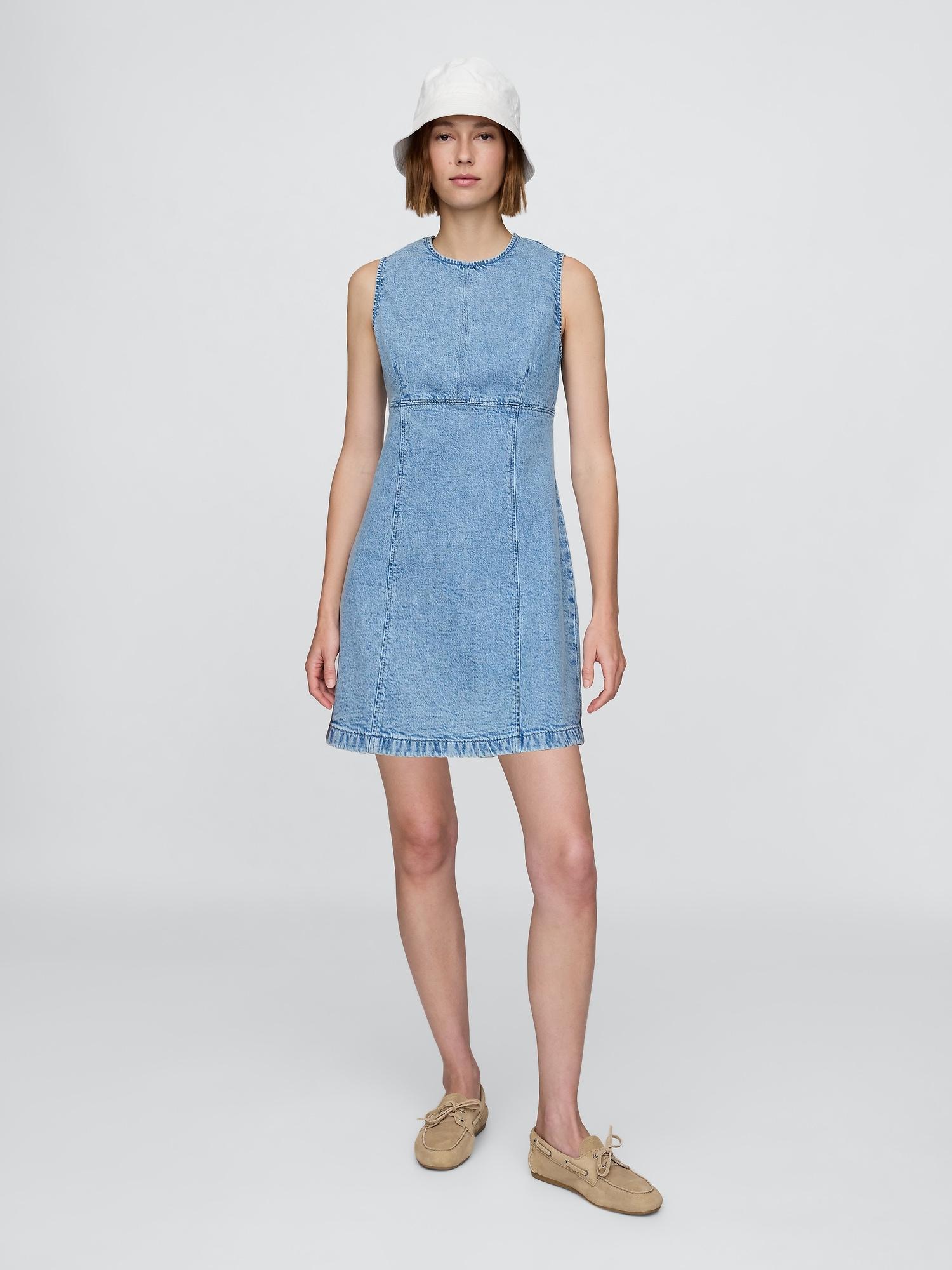 denim mini shift dress