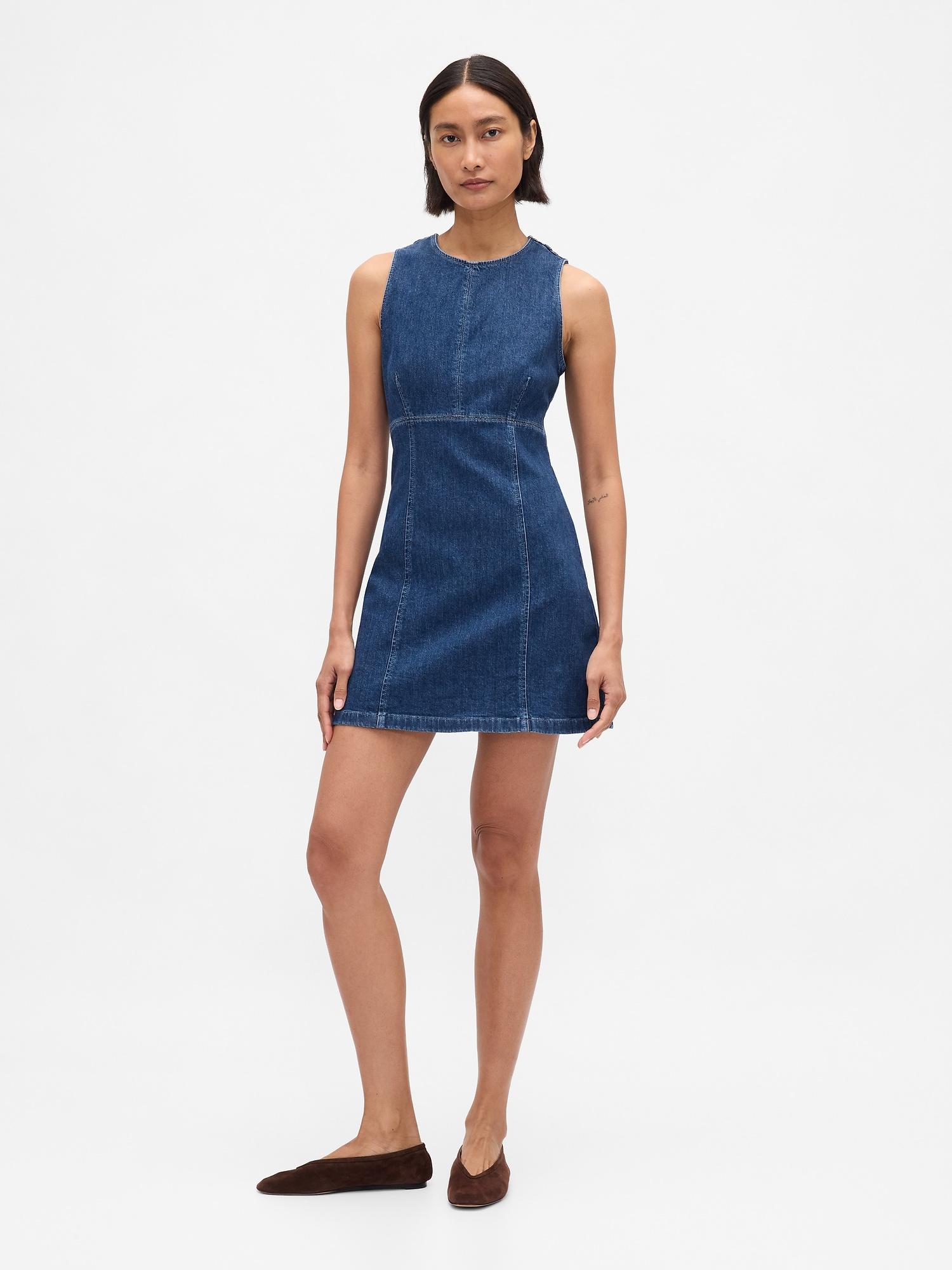 denim mini shift dress