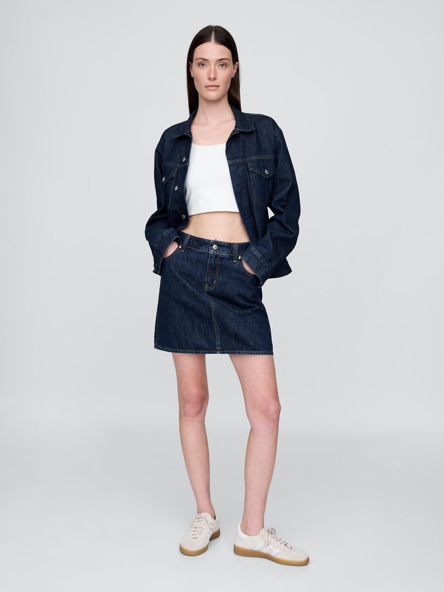 denim mini skirt