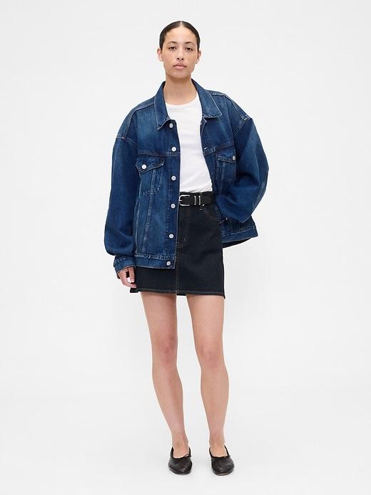 denim mini skirt