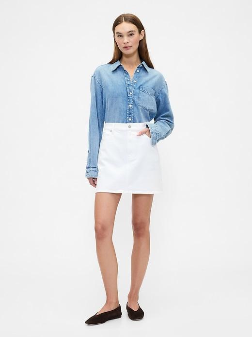 denim mini skirt