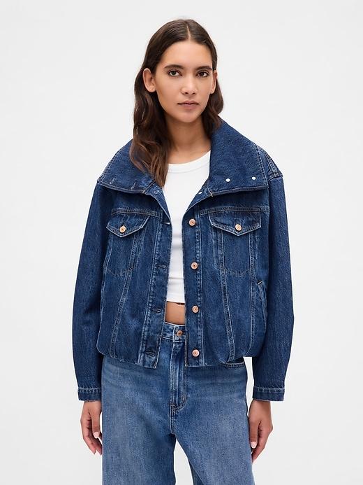 denim oversized cocoon jacket