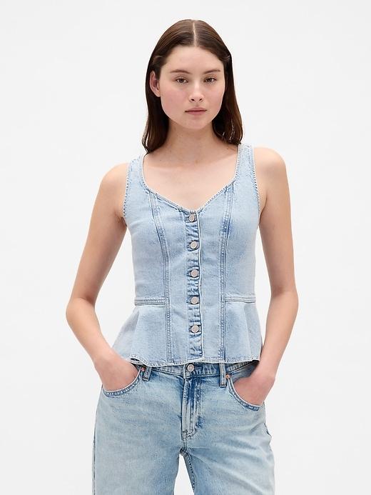 denim peplum tank top