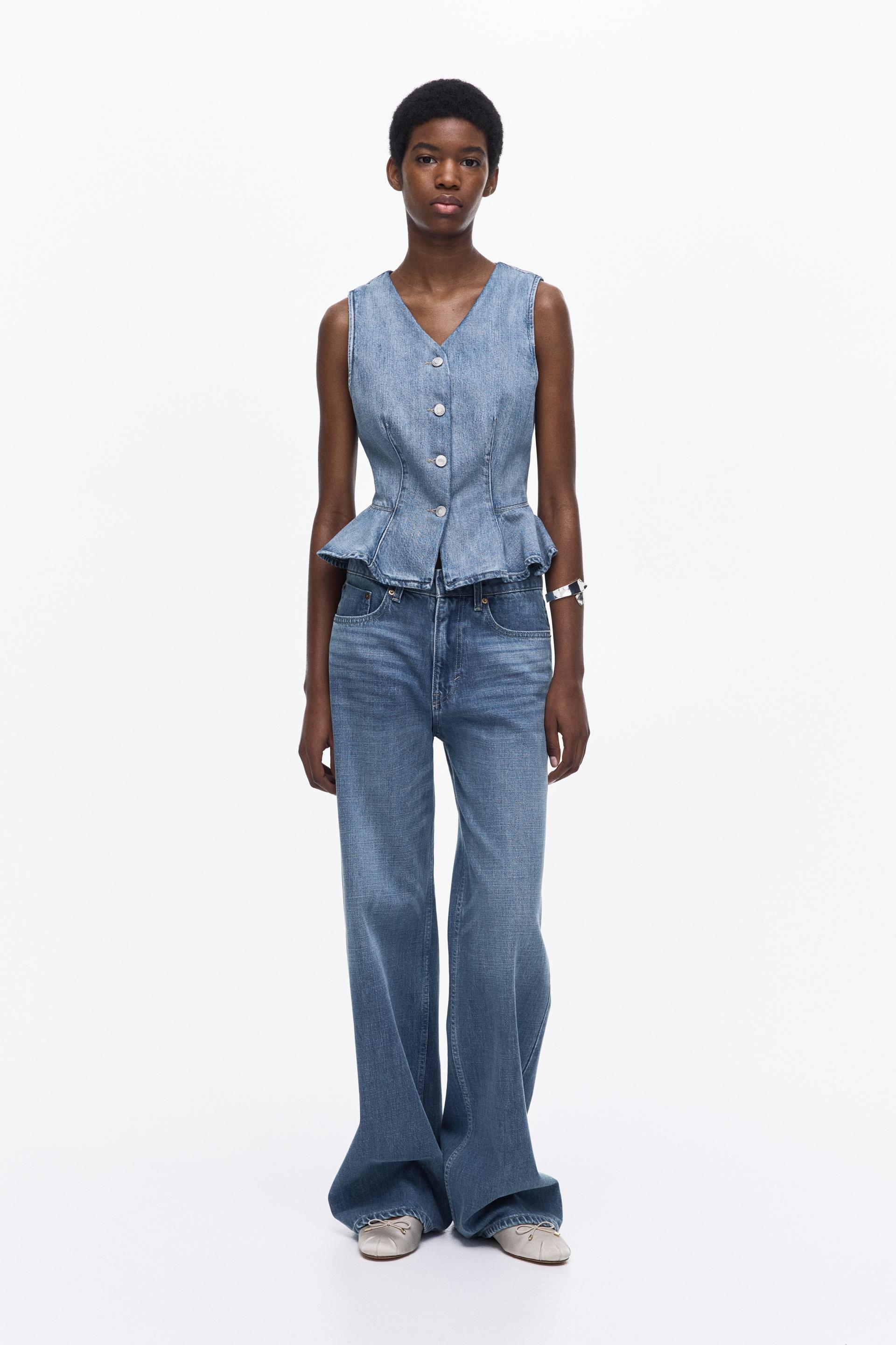 denim peplum vest
