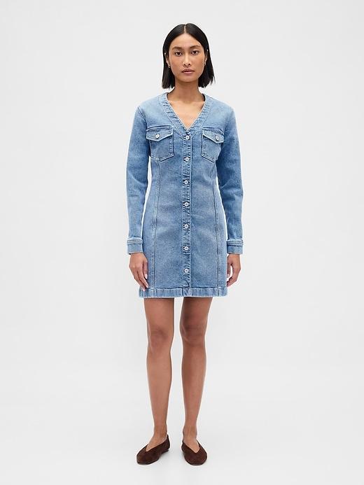 denim pocket mini dress