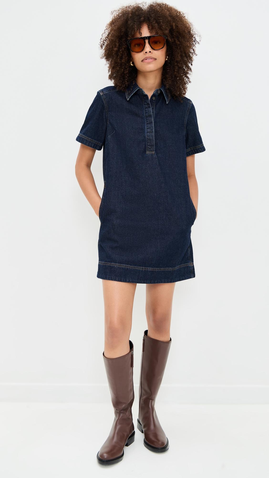 denim popover mini dress