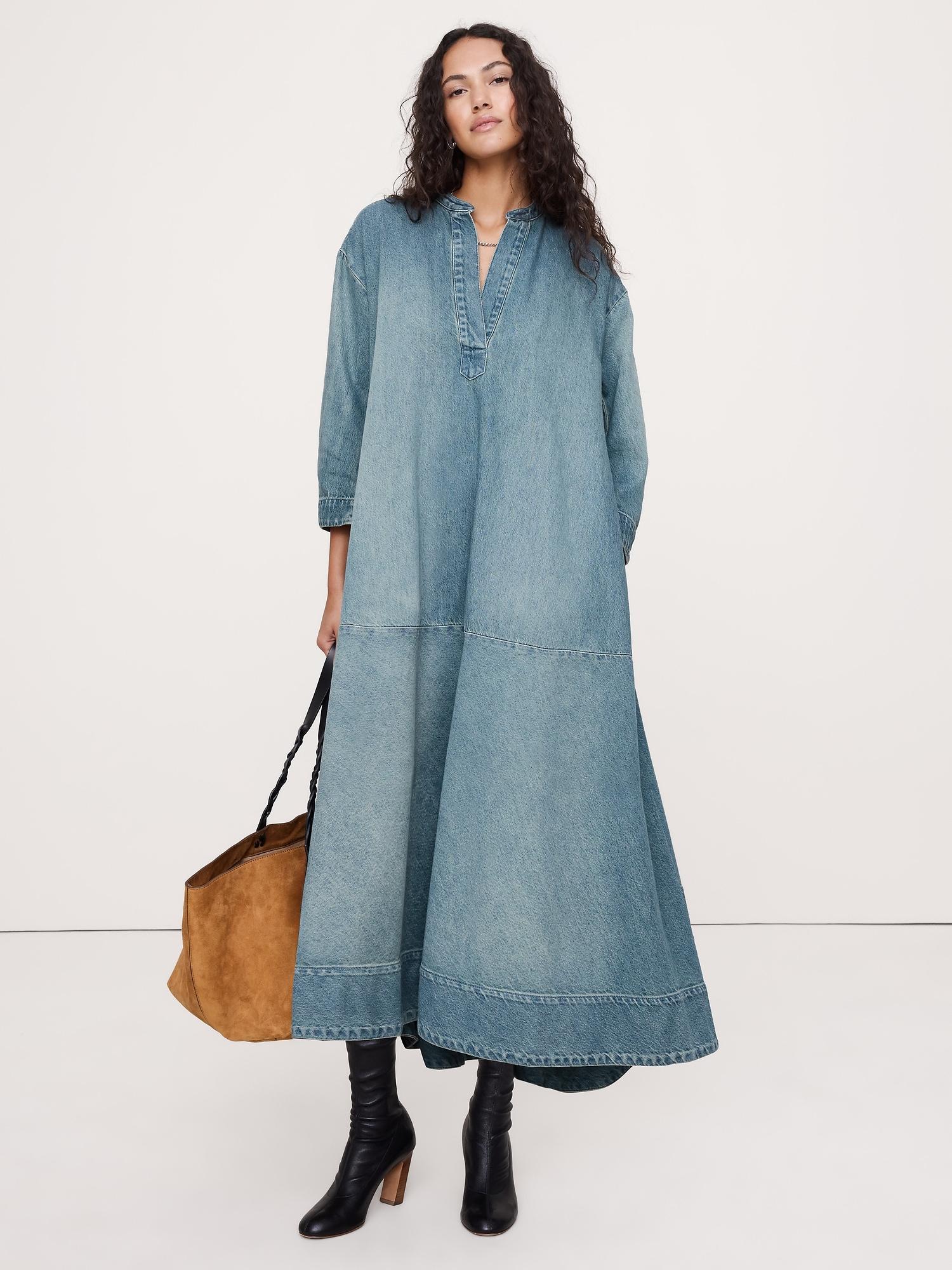 denim popover shirt dress