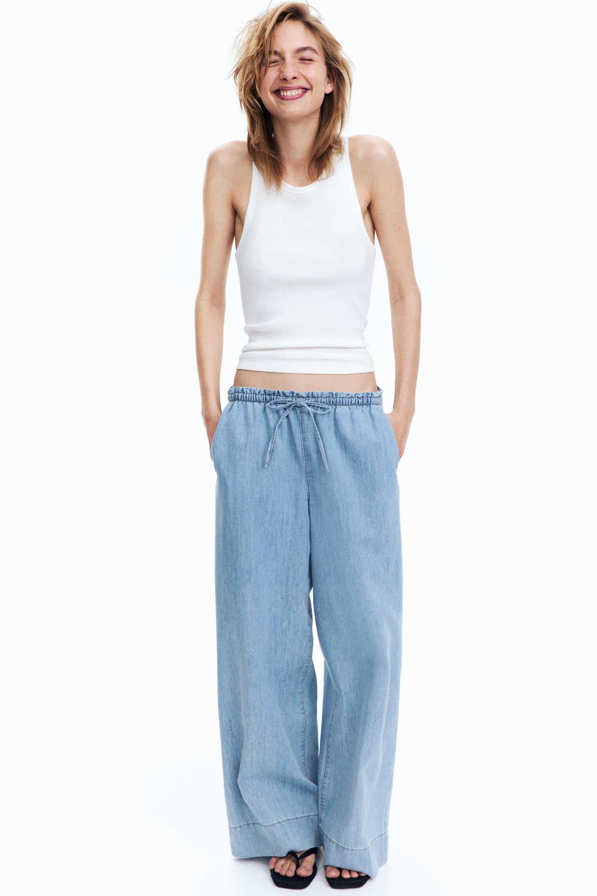 denim pull-on pants