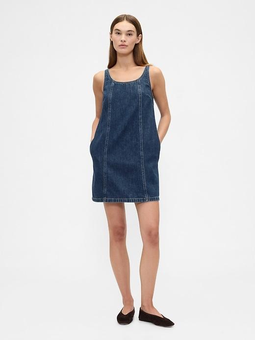denim scoopneck mini dress