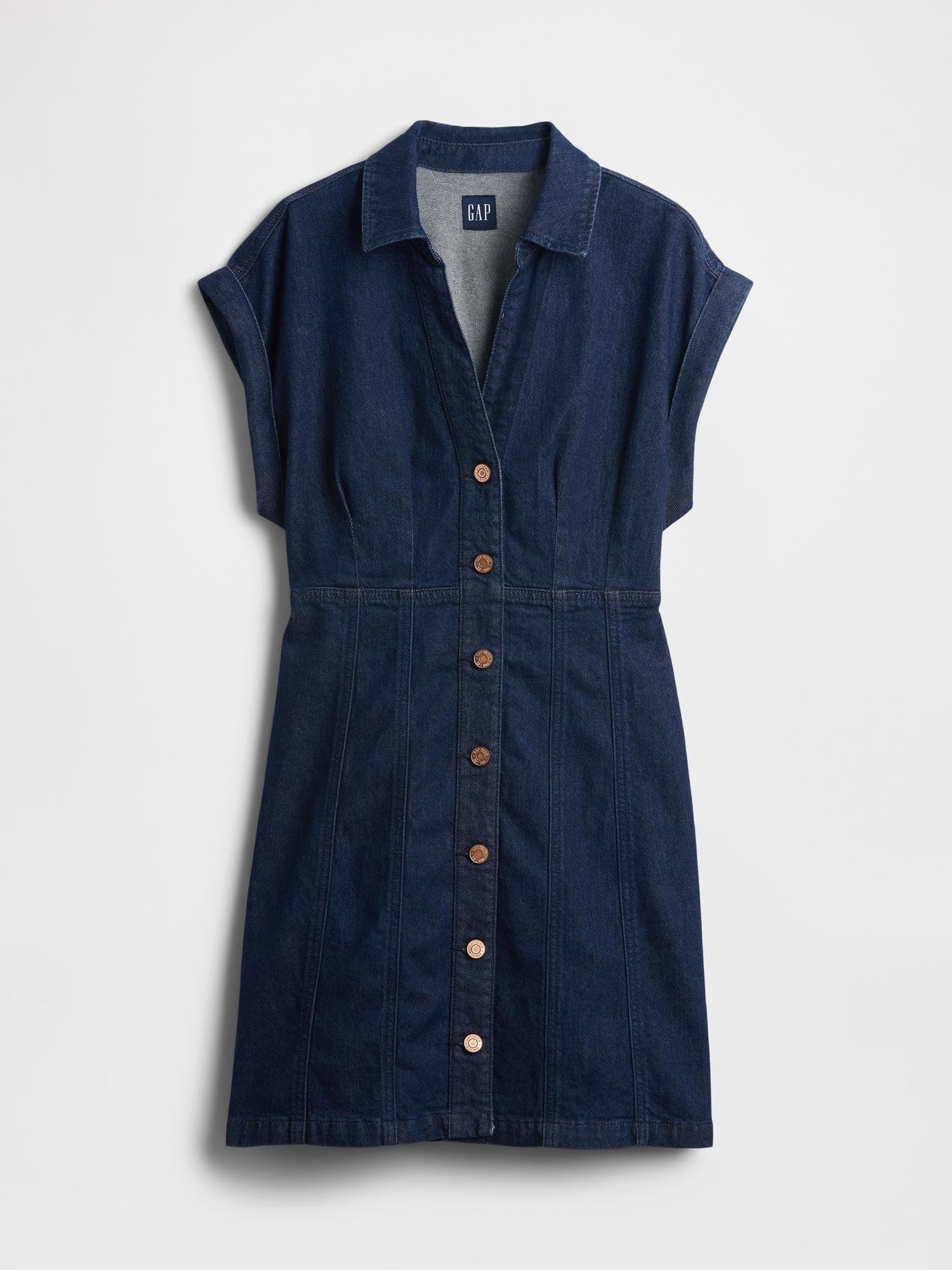 denim seamed mini dress