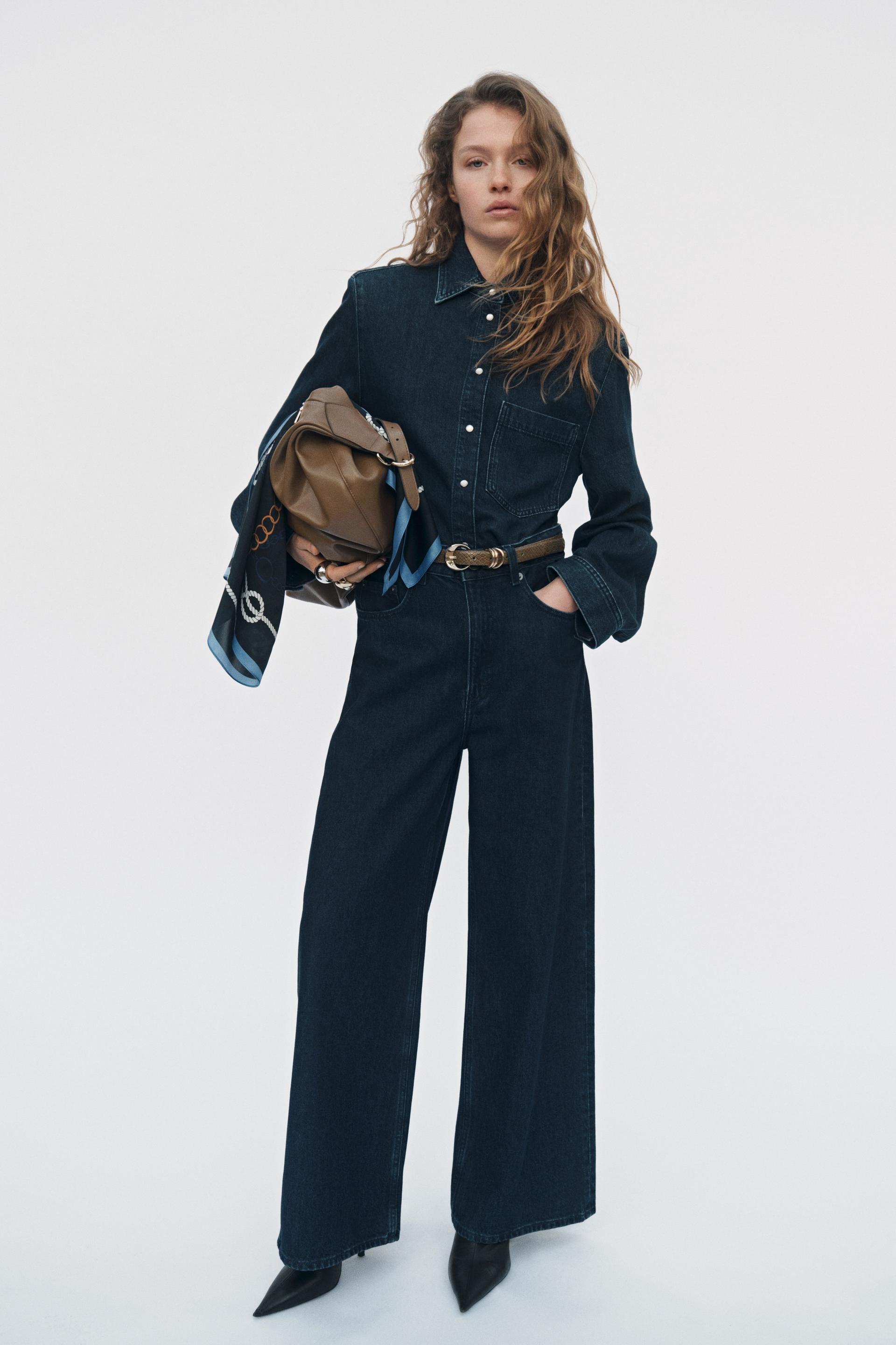 denim shirt with shoulder pads