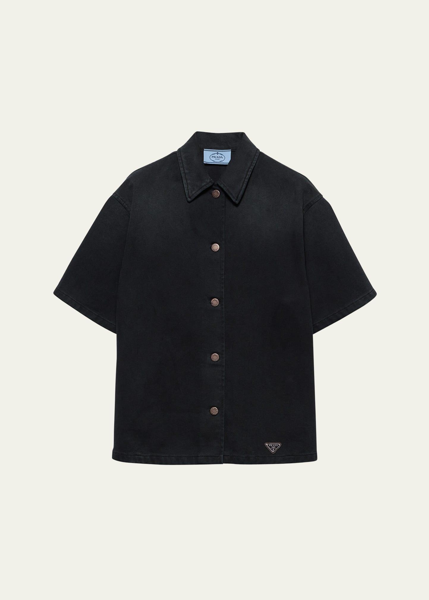 denim short sleeve shirt
