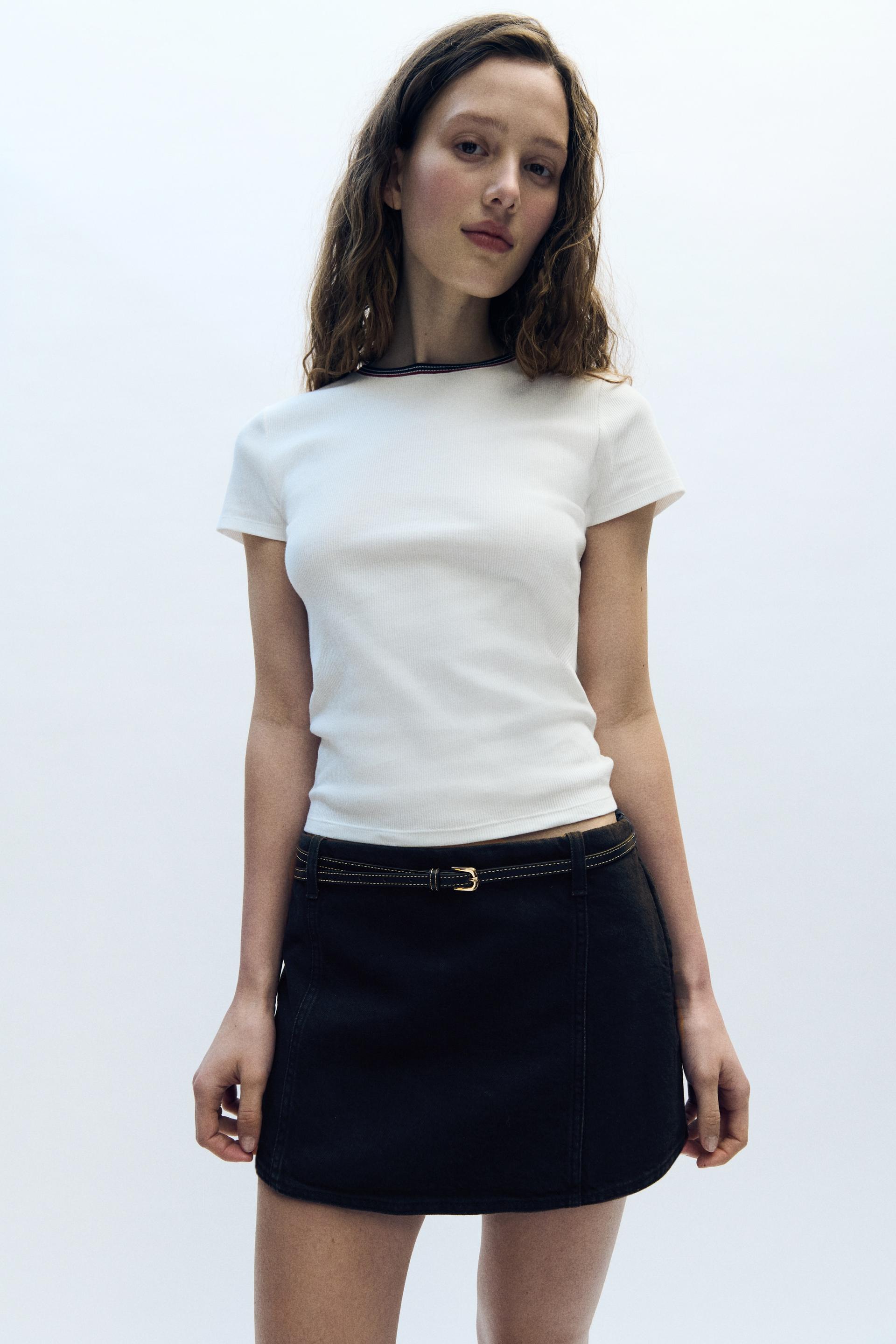 denim skort