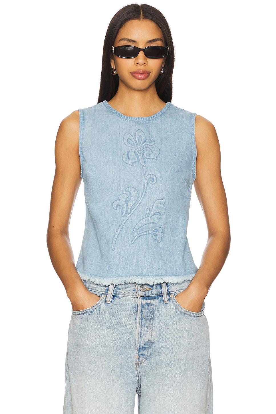 denim sleeveless top