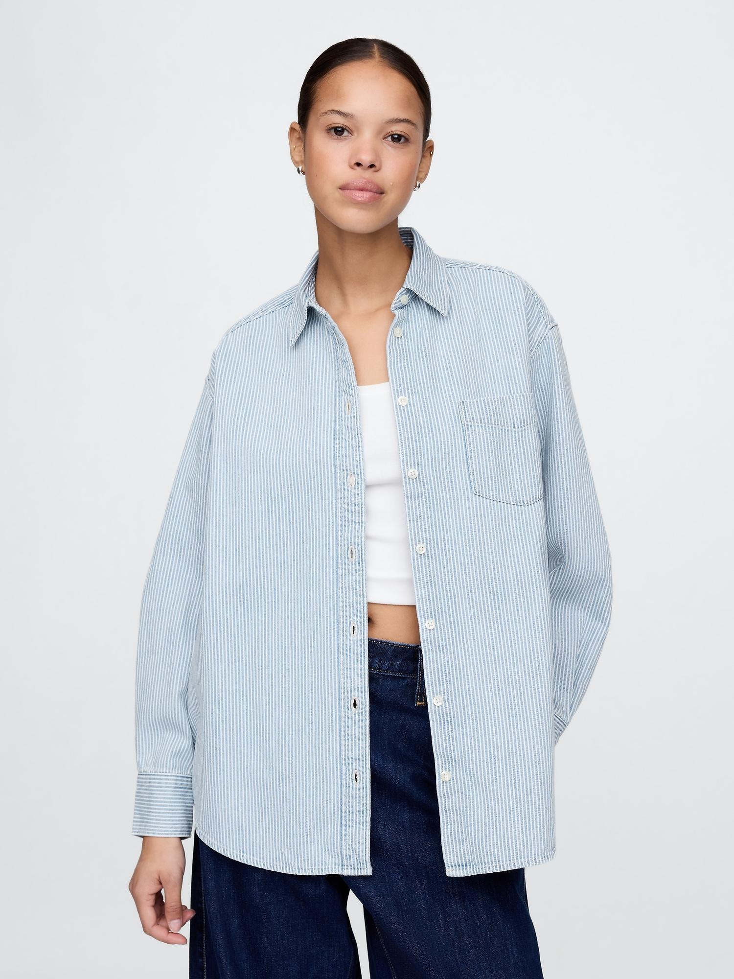 denim stripe big shirt