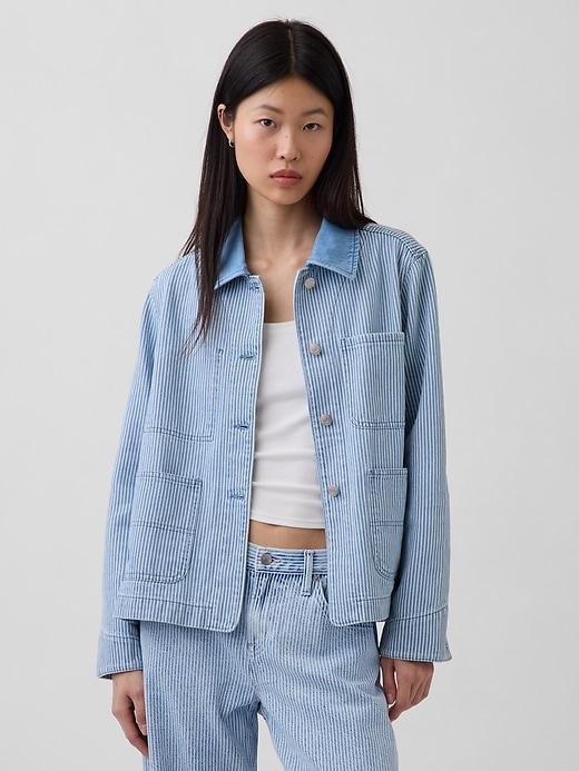 denim stripe chore jacket