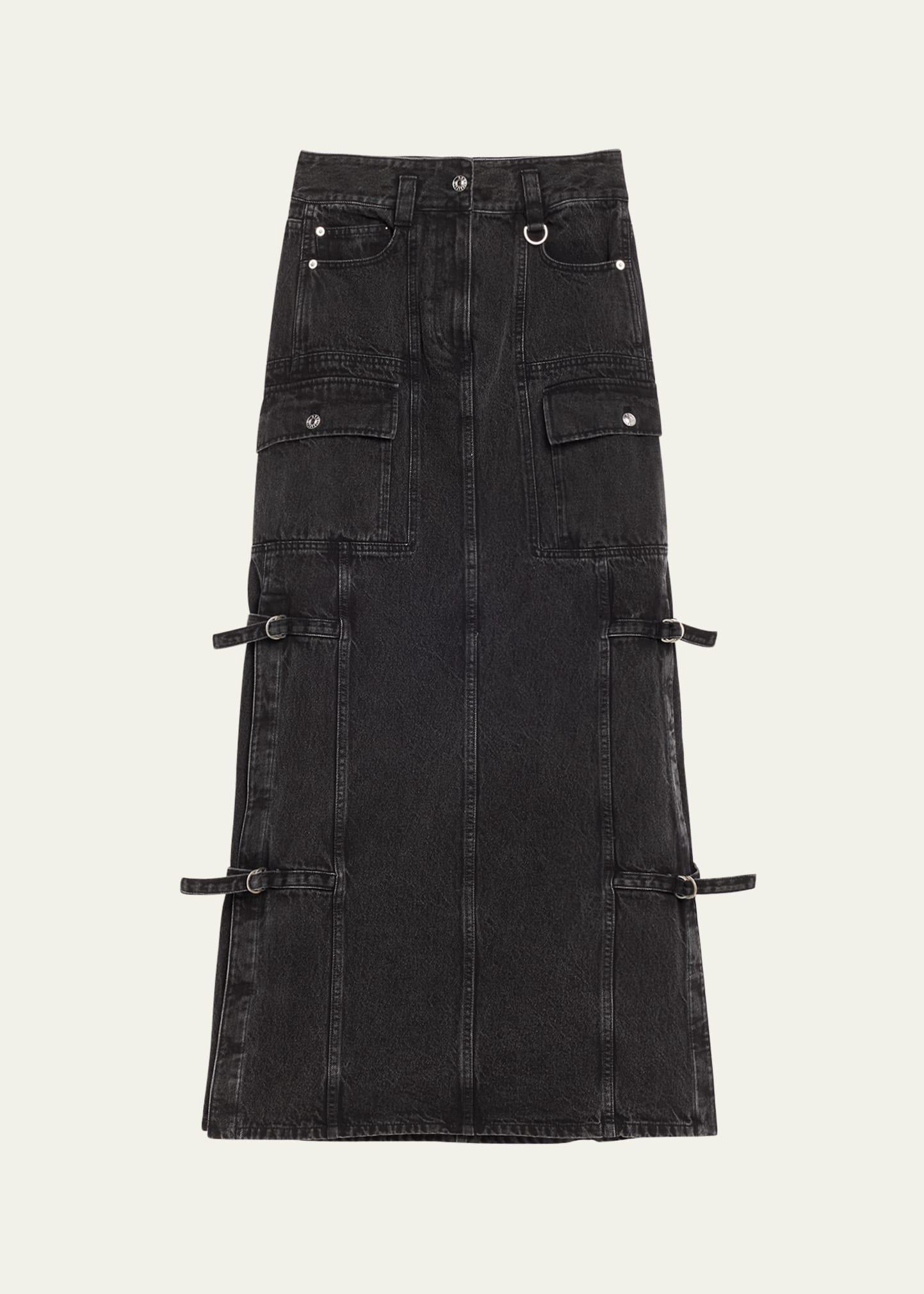 denim utility maxi skirt
