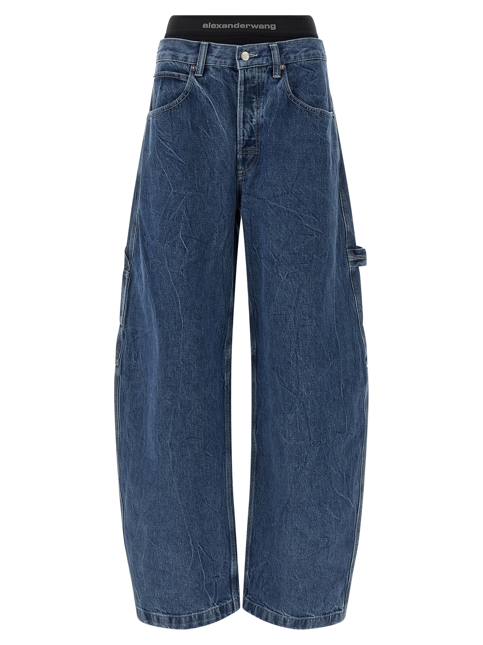 denim x alexander wang boxer insert jeans blue cotton - women